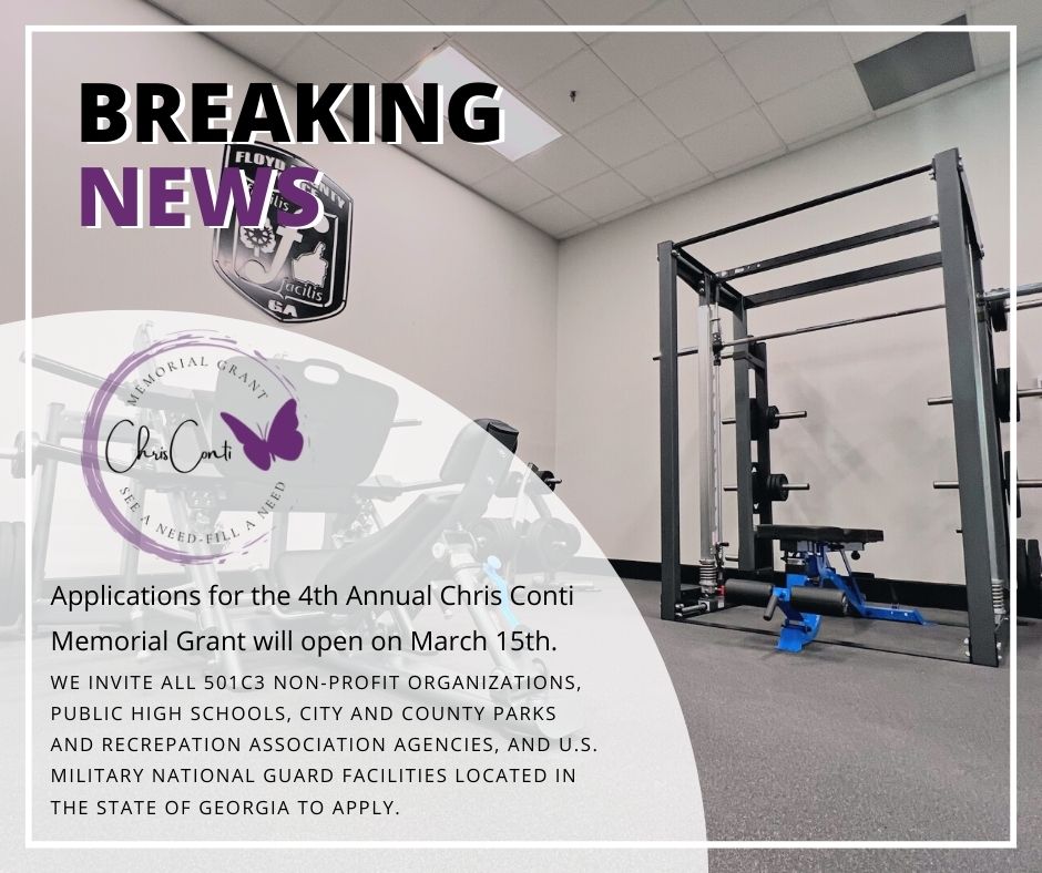 Kennesaw-based business, Innovative Fitness, opens the application period for the 4th Annual Chris Conti Memorial Grant (CCMG) from March 15th through June 1st, 2023.