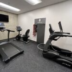 Municipal Parks & Rec Custom Logo Equipment rack, City Government fitness center, small spaces can work small area for fitness equipment, treadmills, Cardio, Athletic Flooring Courts and Track for Fitness Centers and Gyms