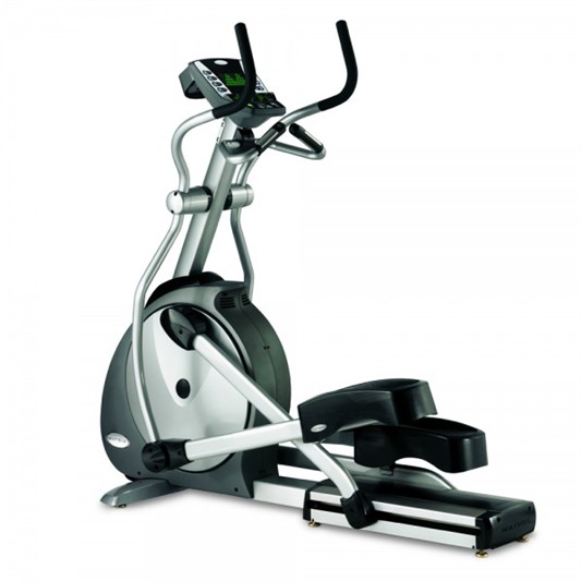 The Matrix E5xc Elliptical Crosstrainer delivers all of the same features and ergonomic feel as the E5x Elliptical Crosstrainer, and comes in a compact package that is 13″ shorter than the E5x. This compact elliptical crosstrainer comes complete with a 21″ stride length; ultra-smooth, dual-action upper body cardio arms; and a brushless, maintenance-free JID generator system that offers smooth operation and an extra-low starting resistance. These features coupled with appealing design make the E5xc the perfect example of how good things can come in small packages. Features Compact design reduces overall length by 13 inches, saving valuable floor space 21″ stride accommodates all body sizes for a comfortable, efficient and natural workout Constant Rate of Acceleration ellipse mimics the user’s natural stride Integrated handlebar Quick Keys make on-the-fly workout adjustments simple and intuitive JID brushless, maintenance-free generator drive with a 5-year warranty Display Feedback: Time, distance, calories, speed, heart rate, METs, Watts, RPM Specifications Overall Dimensions: 72″L x 29″W x 71″H / 183 x 74 x 180cm Weight: 281 lbs. / 128kgs. Maximum User Weight: 400 lbs. 182kgs. Shipping Weight: 348 lbs. 158kgs.