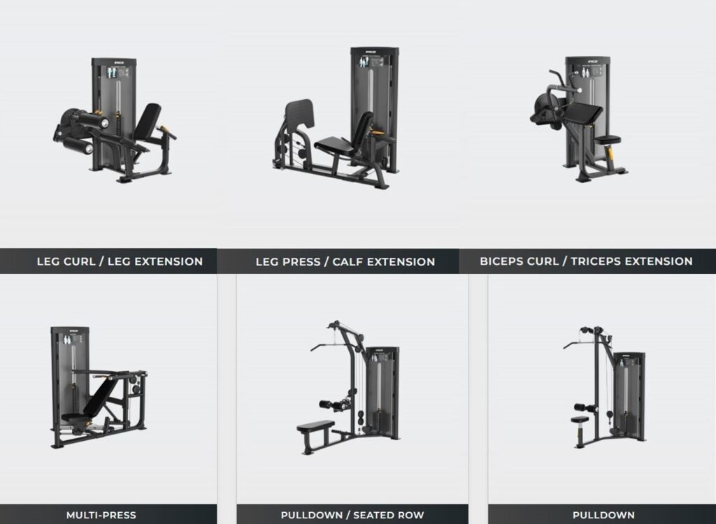 The Precor Vitality™ Series Selectorized Line provides a compact, value-priced conditioning circuit that fits the space and budget requirements for a wide range of facilities, from hospitality to multi-family residential to community centers. New contemporary styling allows you to enhance the Vitality Selectorized strength training experience with pieces from Vitality Benches & Racks and Resolute Strength™ Selectorized. 6 PIECE CURCUIT Includes BICEPS CURL / TRICEPS EXTENSION MULTI-PRESS PULLDOWN / SEATED ROW PULLDOWN LEG CURL / LEG EXTENSION LEG PRESS / CALF EXTENSION