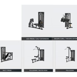 The Precor Vitality™ Series Selectorized Line provides a compact, value-priced conditioning circuit that fits the space and budget requirements for a wide range of facilities, from hospitality to multi-family residential to community centers. New contemporary styling allows you to enhance the Vitality Selectorized strength training experience with pieces from Vitality Benches & Racks and Resolute Strength™ Selectorized. 6 PIECE CURCUIT Includes BICEPS CURL / TRICEPS EXTENSION MULTI-PRESS PULLDOWN / SEATED ROW PULLDOWN LEG CURL / LEG EXTENSION LEG PRESS / CALF EXTENSION Precor Vitality™ Series Selectorized Line (5 Pieces)