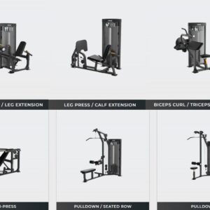The Precor Vitality™ Series Selectorized Line provides a compact, value-priced conditioning circuit that fits the space and budget requirements for a wide range of facilities, from hospitality to multi-family residential to community centers. New contemporary styling allows you to enhance the Vitality Selectorized strength training experience with pieces from Vitality Benches & Racks and Resolute Strength™ Selectorized. 6 PIECE CURCUIT Includes BICEPS CURL / TRICEPS EXTENSION MULTI-PRESS PULLDOWN / SEATED ROW PULLDOWN LEG CURL / LEG EXTENSION LEG PRESS / CALF EXTENSION