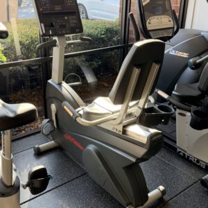 Life Fitness CLSR Recumbent Bike on display at Innovative Fitness in Kennesaw, Georgia, featuring a comfortable ergonomic seat, smooth resistance system, and commercial-grade design for low-impact cardio workouts.
