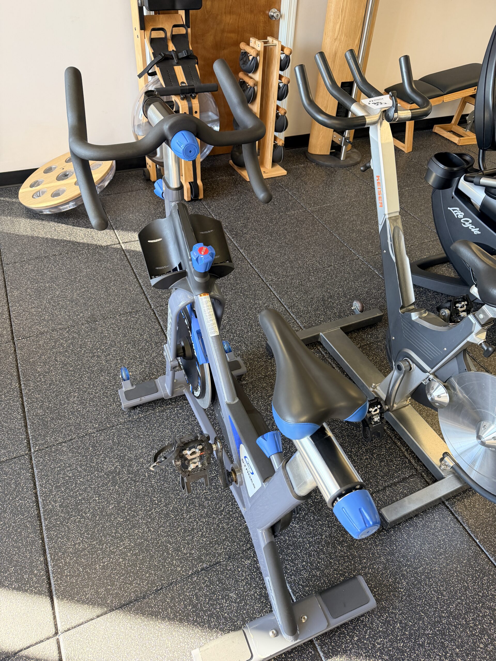 Professional Stages SC1 cycling bike with ergonomic handlebars, adjustable seat positioning, and premium studio-bike design.