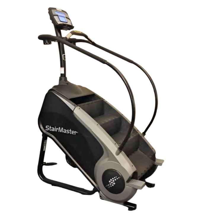 StairMaster Gauntlet Stepmill with LCD D-1 Console and integrated TV screen available for sale at Innovative Fitness in Kennesaw, Georgia, featuring commercial-grade stair climbing performance.